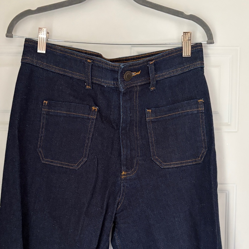 Zara dark blue front pocket high rise wide leg jeans